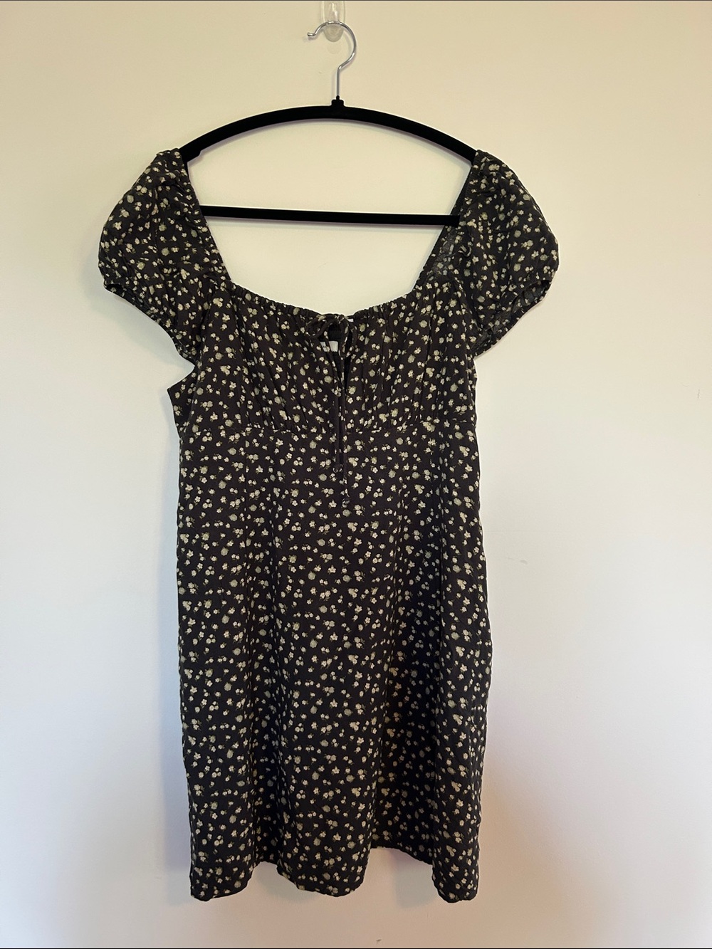 American Eagle Outfitters Black Mini Dress with White Floral Print